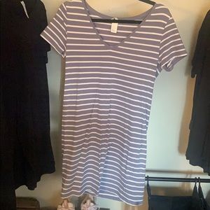 Light blue white t-shirt dress